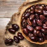 Dates on wood background