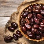 Dates on wood background