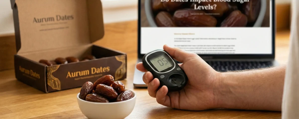 dates with aurum packaging in the background